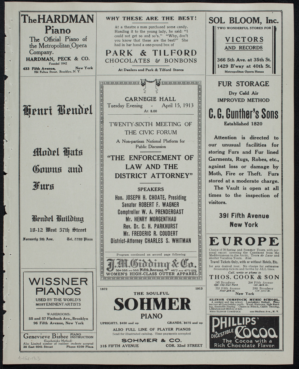 The Civic Forum, April 15, 1913, program page 5