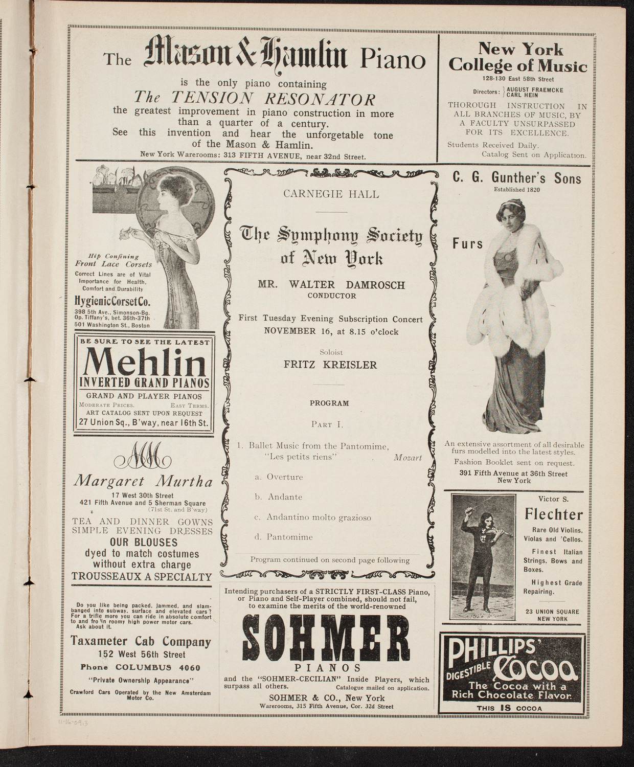 New York Symphony Orchestra, November 16, 1909, program page 5