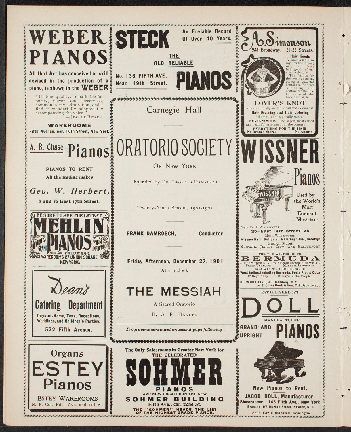 Oratorio Society of New York, December 27, 1901, program page 6