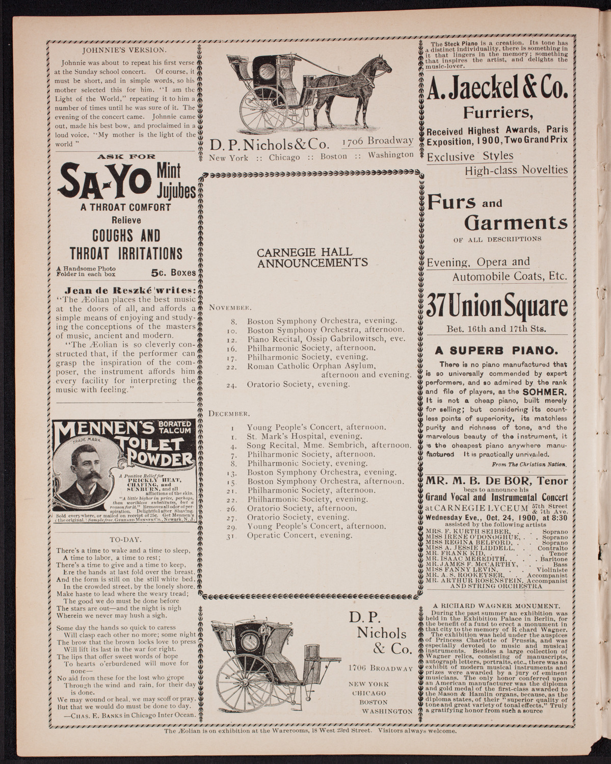 Lillian Blauvelt and Orchestra, October 16, 1900, program page 2