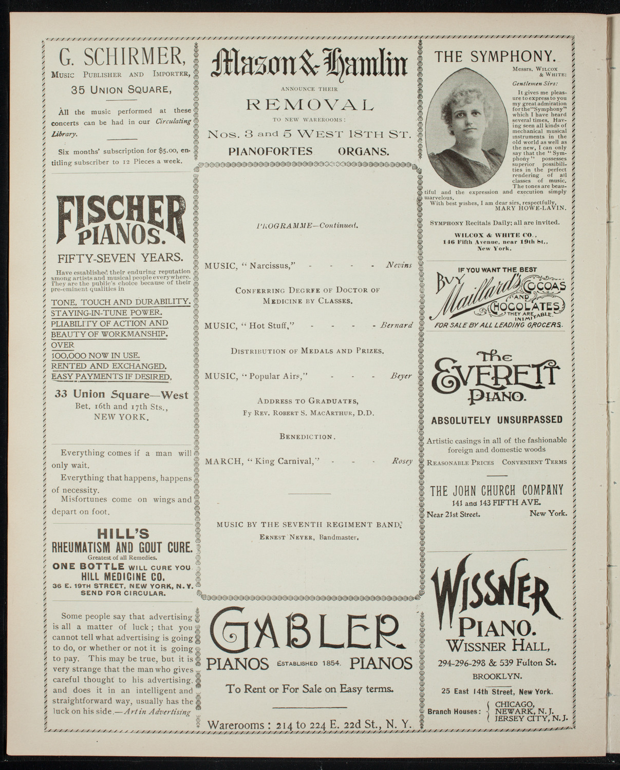 Graduation: New York University Medical Department, May 4, 1897, program page 6