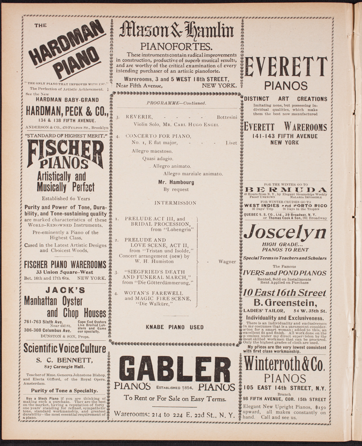 Kaltenborn Orchestra, December 17, 1899, program page 6