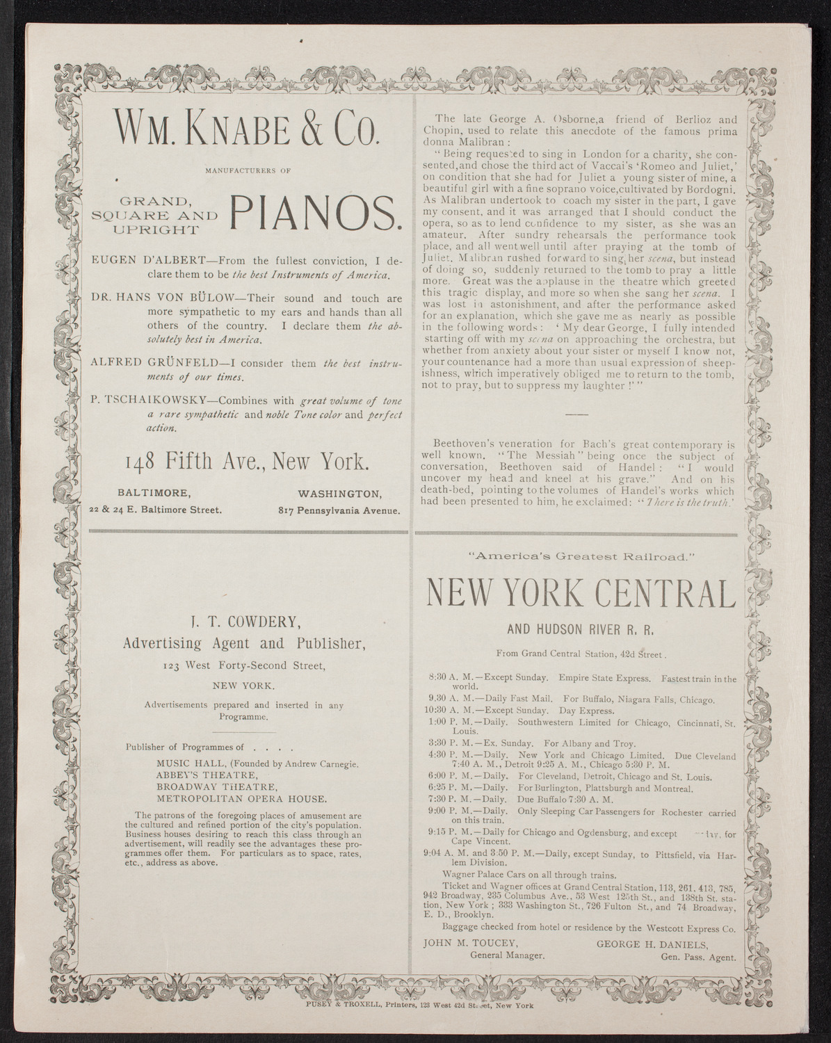 Grand Opera in German: Die Walküre, February 17, 1894, program page 8