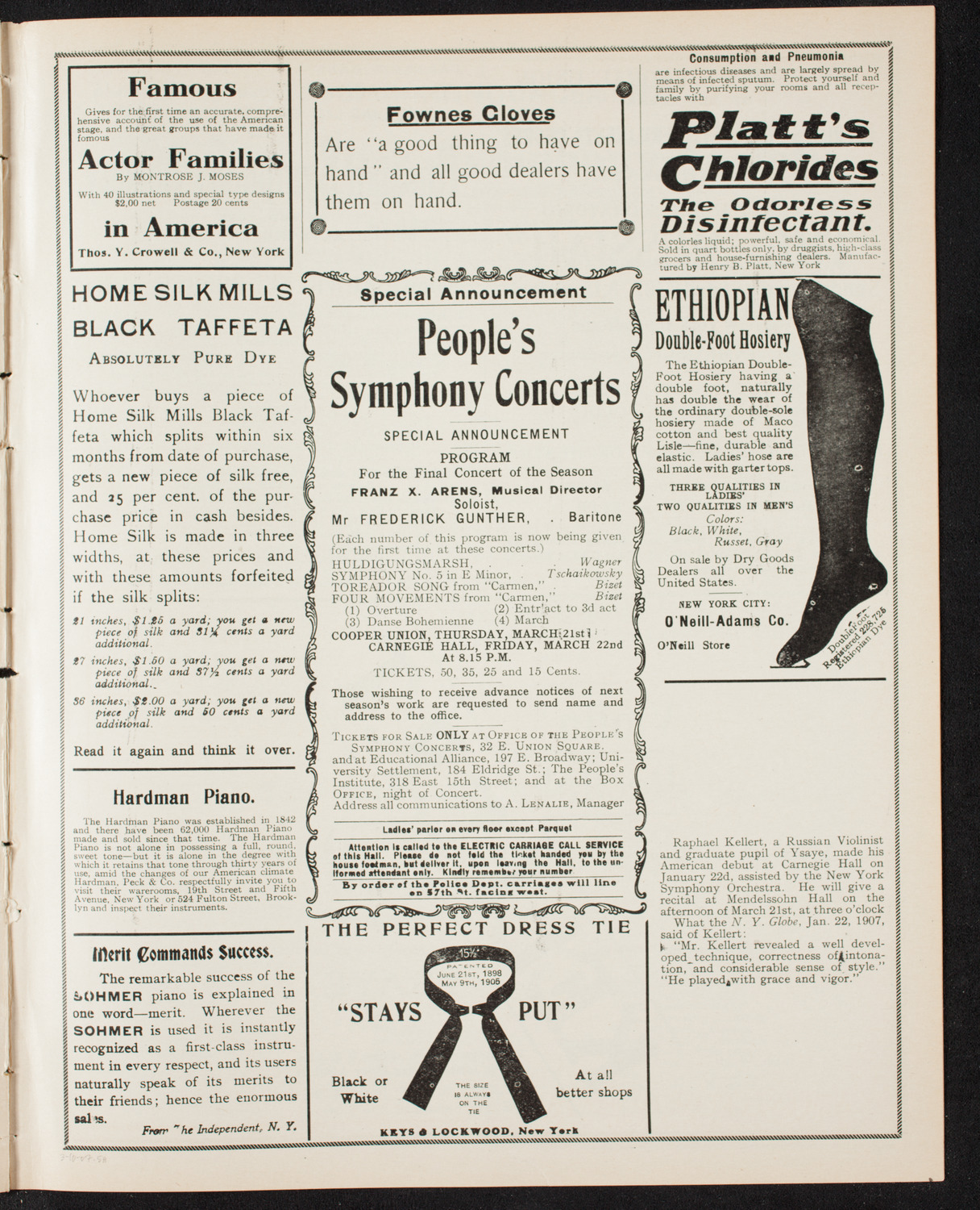 New York Symphony Orchestra, March 10, 1907, program page 9