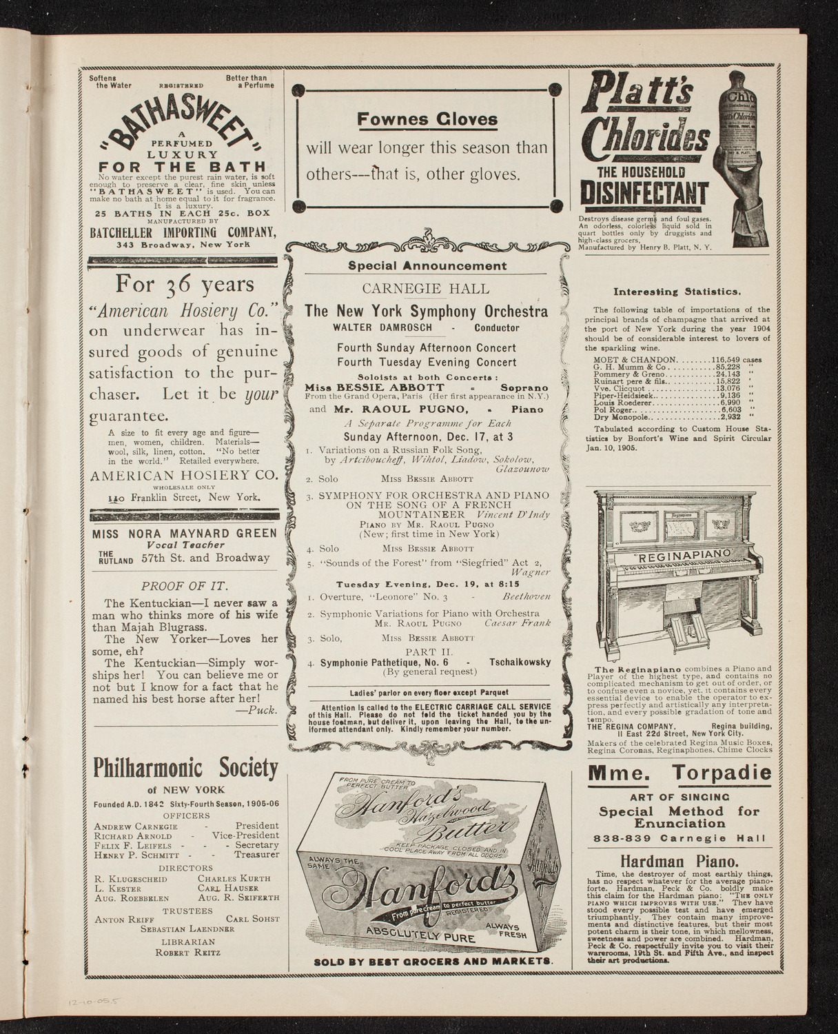 New York Symphony Orchestra, December 10, 1905, program page 9