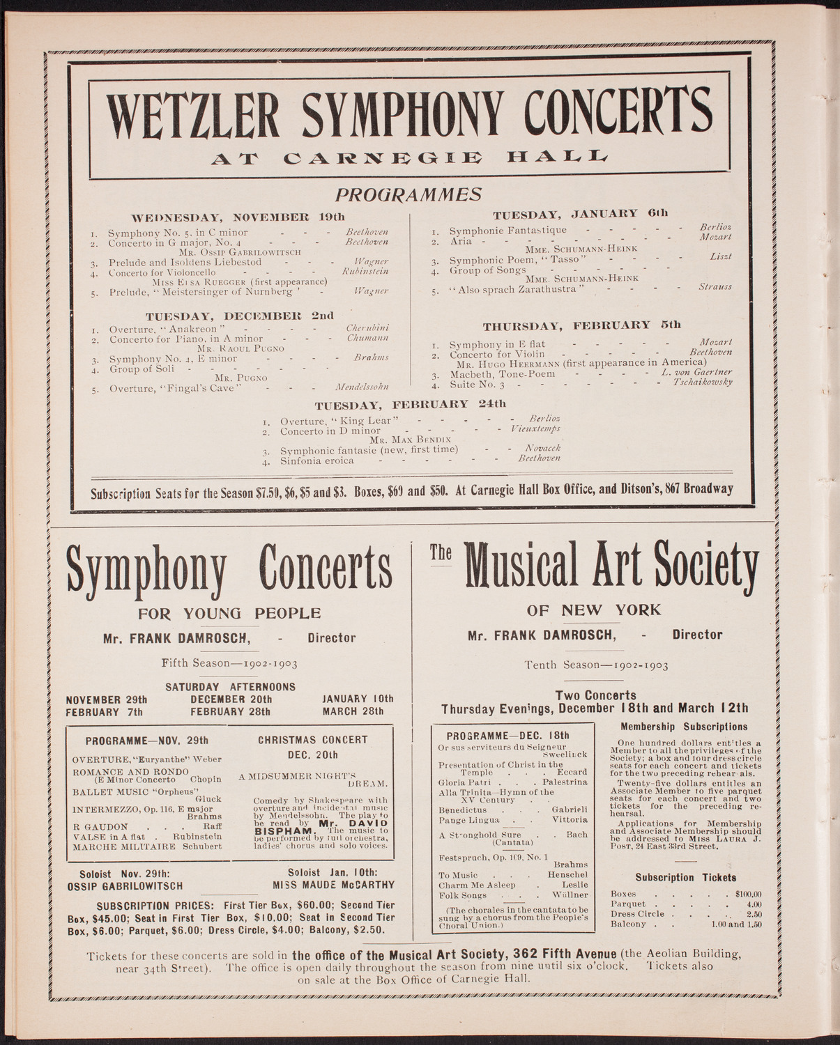 Oratorio Society of New York, November 18, 1902, program page 8
