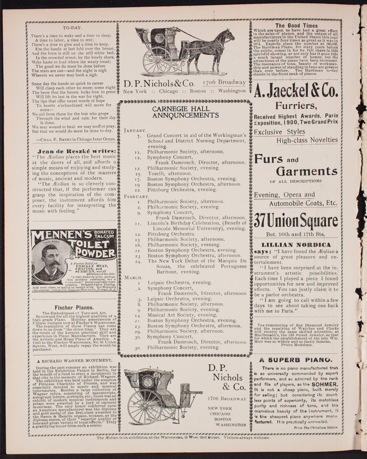 Sousa and His Band, January 6, 1901, program page 2