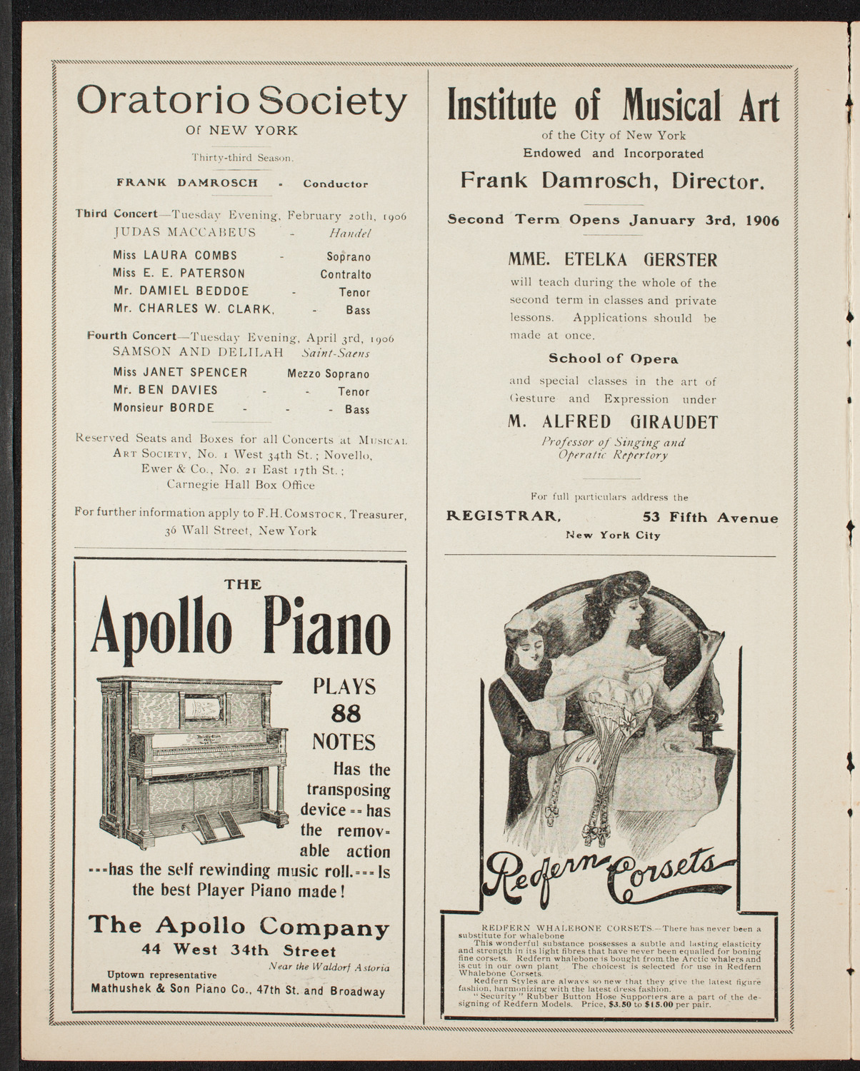 Boston Symphony Orchestra, February 17, 1906, program page 2
