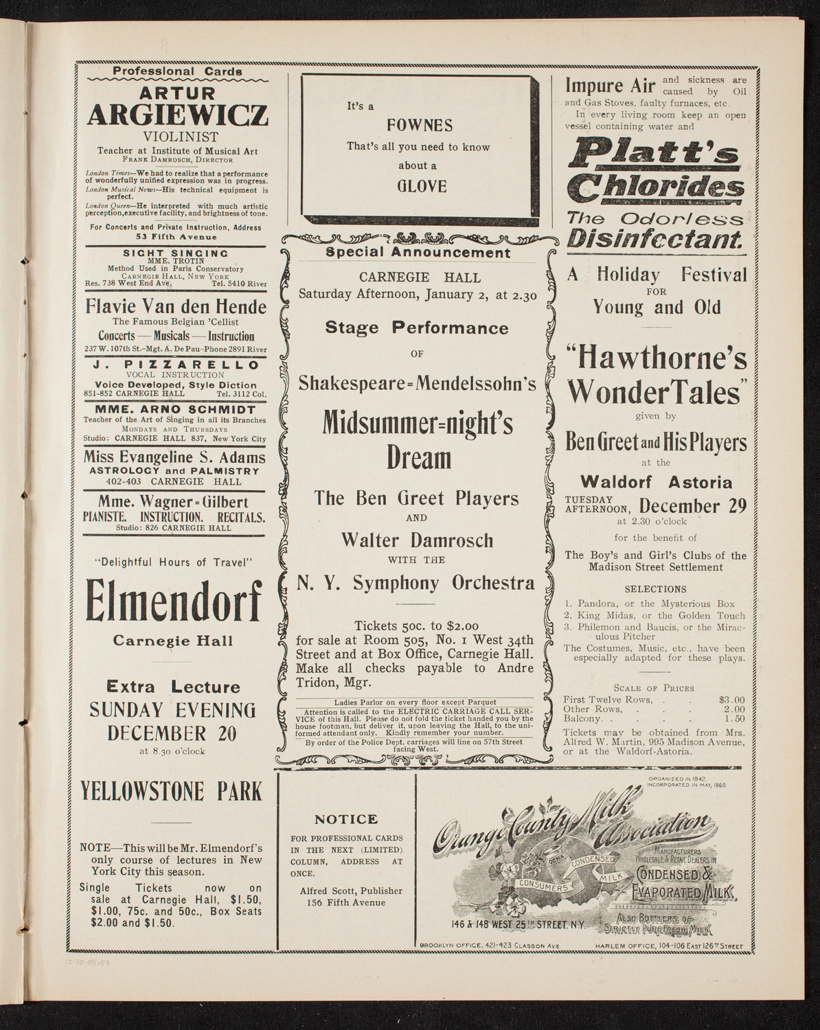 New York Festival Chorus and Orchestra, December 20, 1908, program page 9