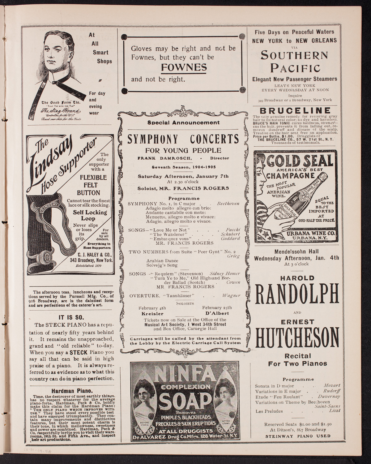 Eugène Ysaÿe, Violin, with the New York Symphony Orchestra, December 31, 1904, program page 9