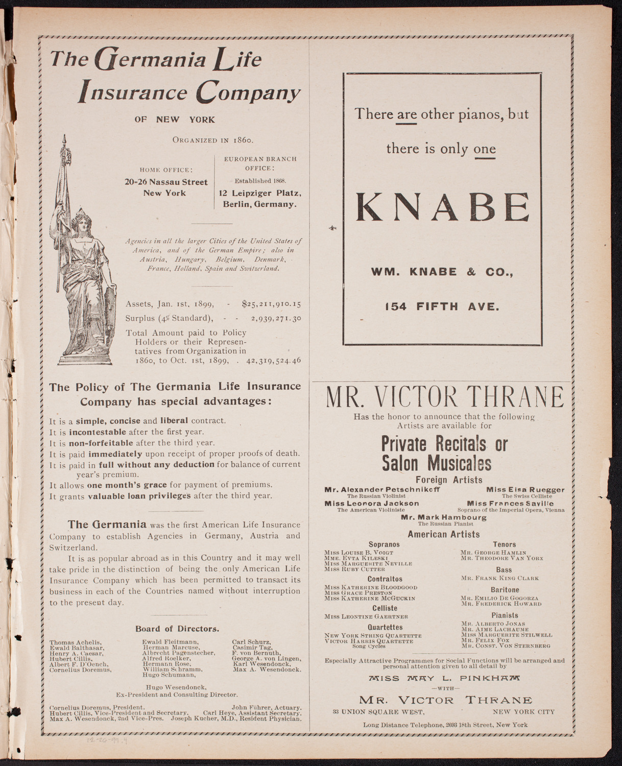 Benefit: Workingman's School and District Nursing Department, December 26, 1899, program page 7