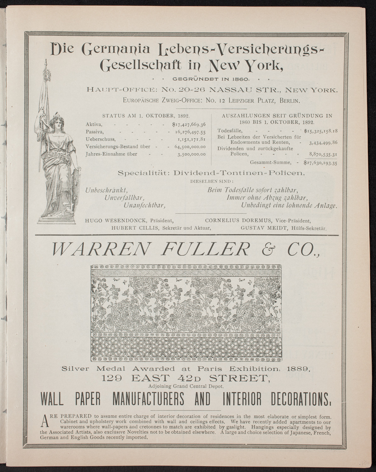 Benefit: German Hospital and Dispensary, January 30, 1893, program page 3