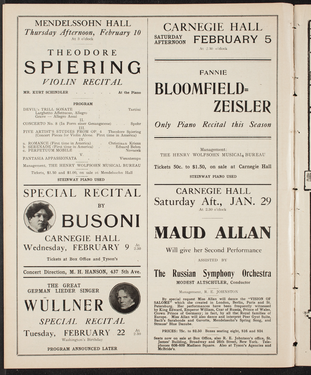 Liza Lehmann, Composer and Pianist, January 28, 1910, program page 10