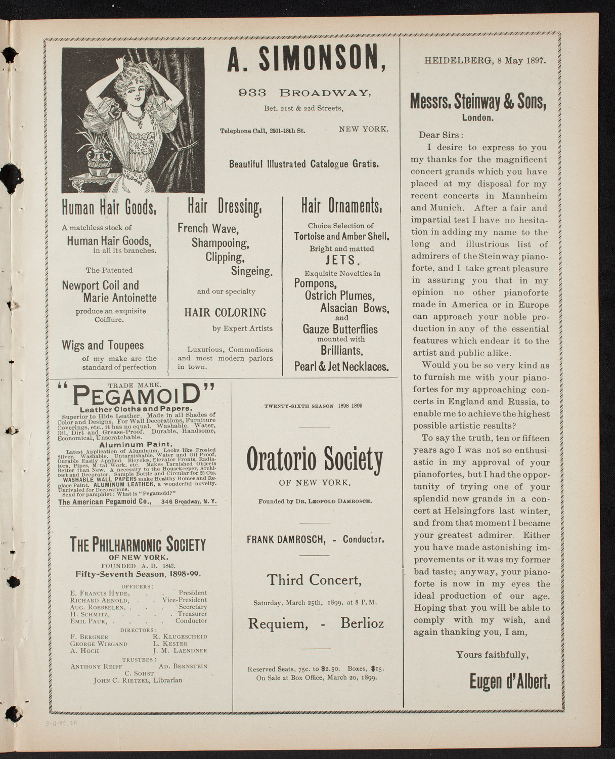 Symphony Concert for Young People, March 11, 1899, program page 5