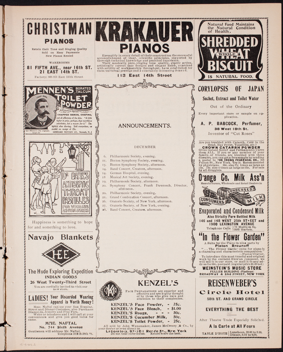 New York Philharmonic, December 5, 1902, program page 3