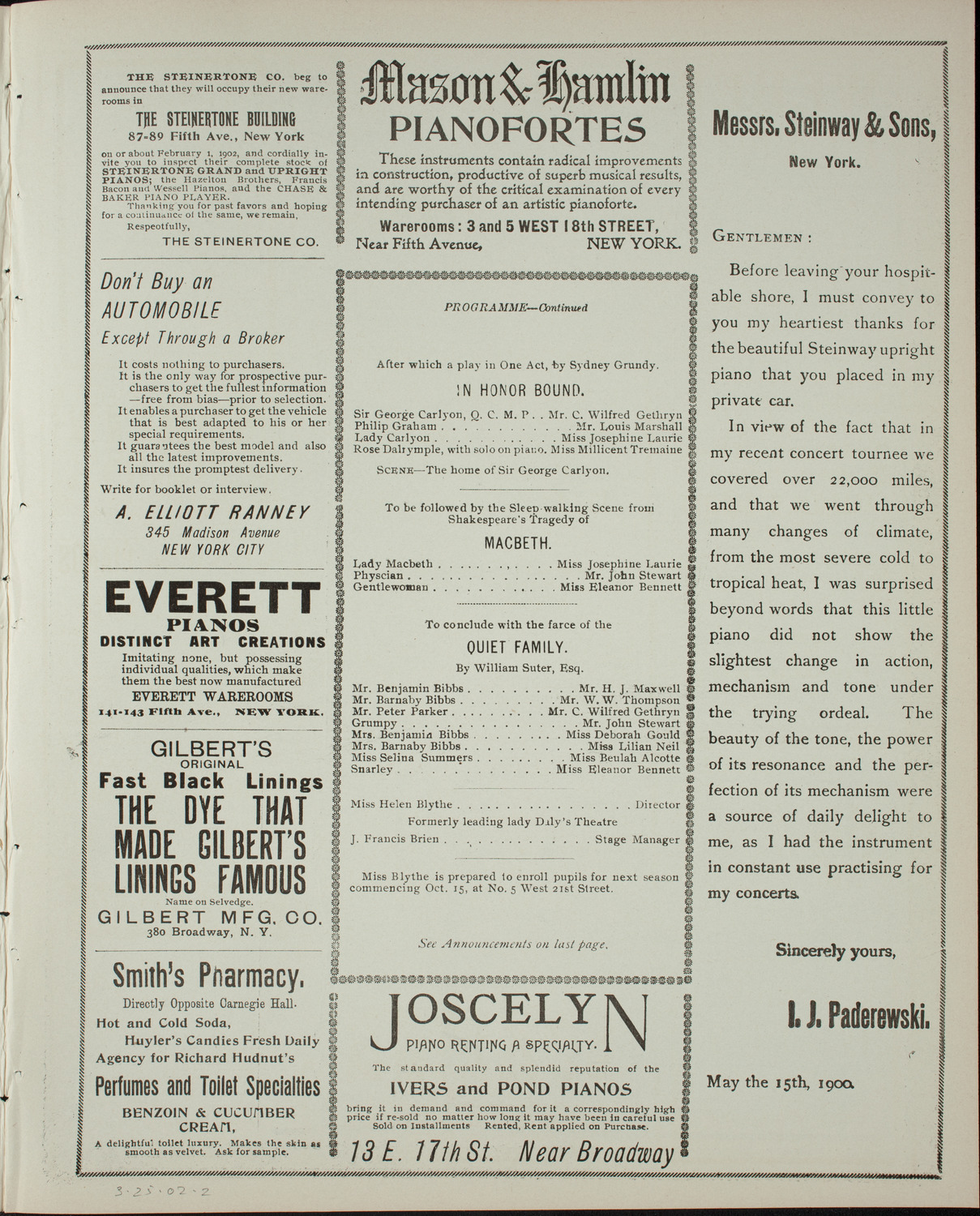 Students of the Blythe Dramatic School, March 25, 1902, program page 3