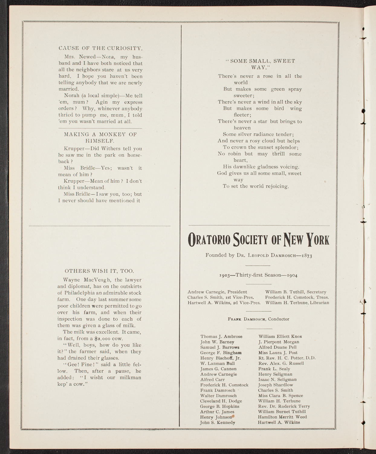 Amicitia Amateur Band, May 15, 1904, program page 8