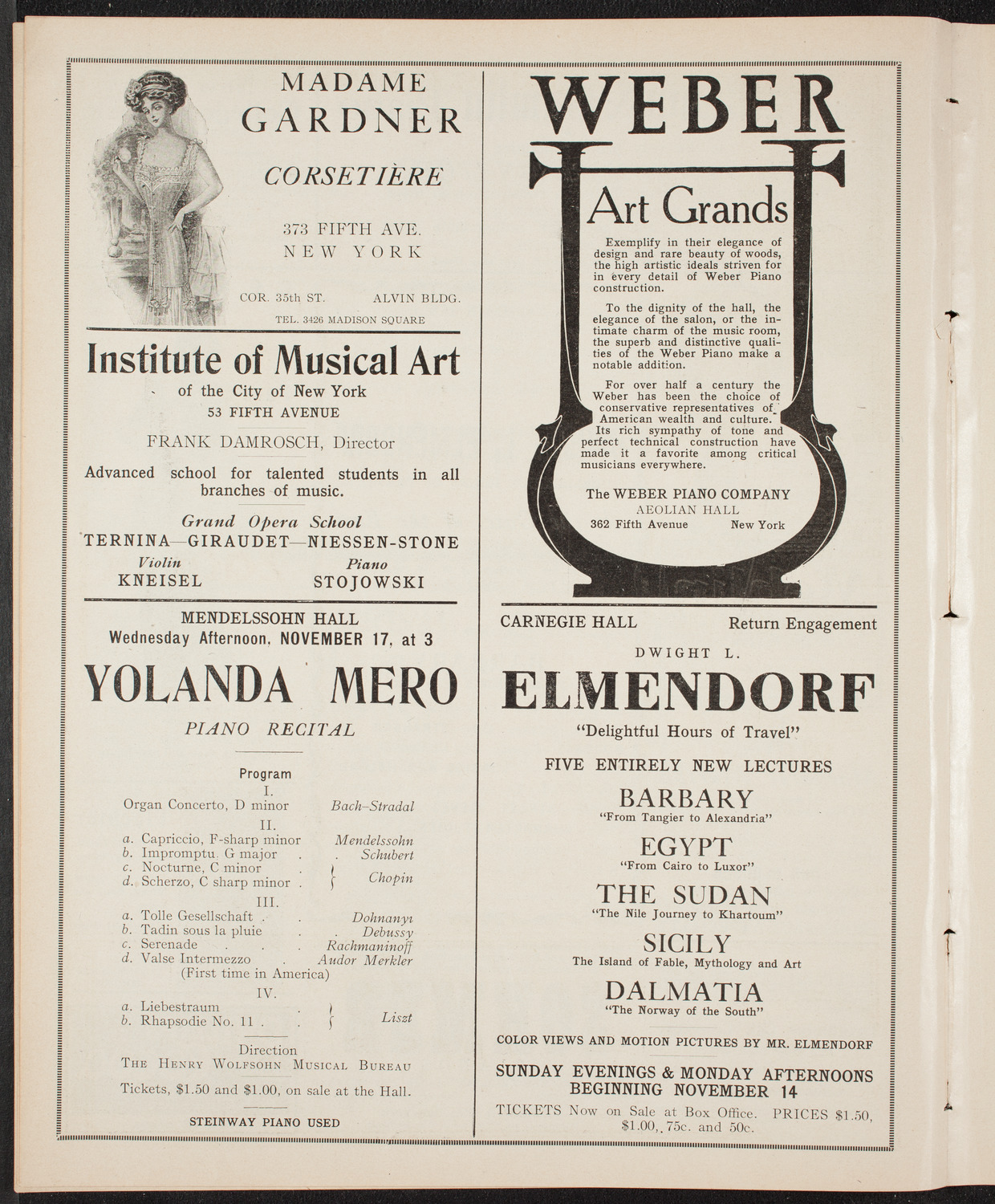 Elmendorf Lecture: At the Gates of the East, November 14, 1909, program page 6