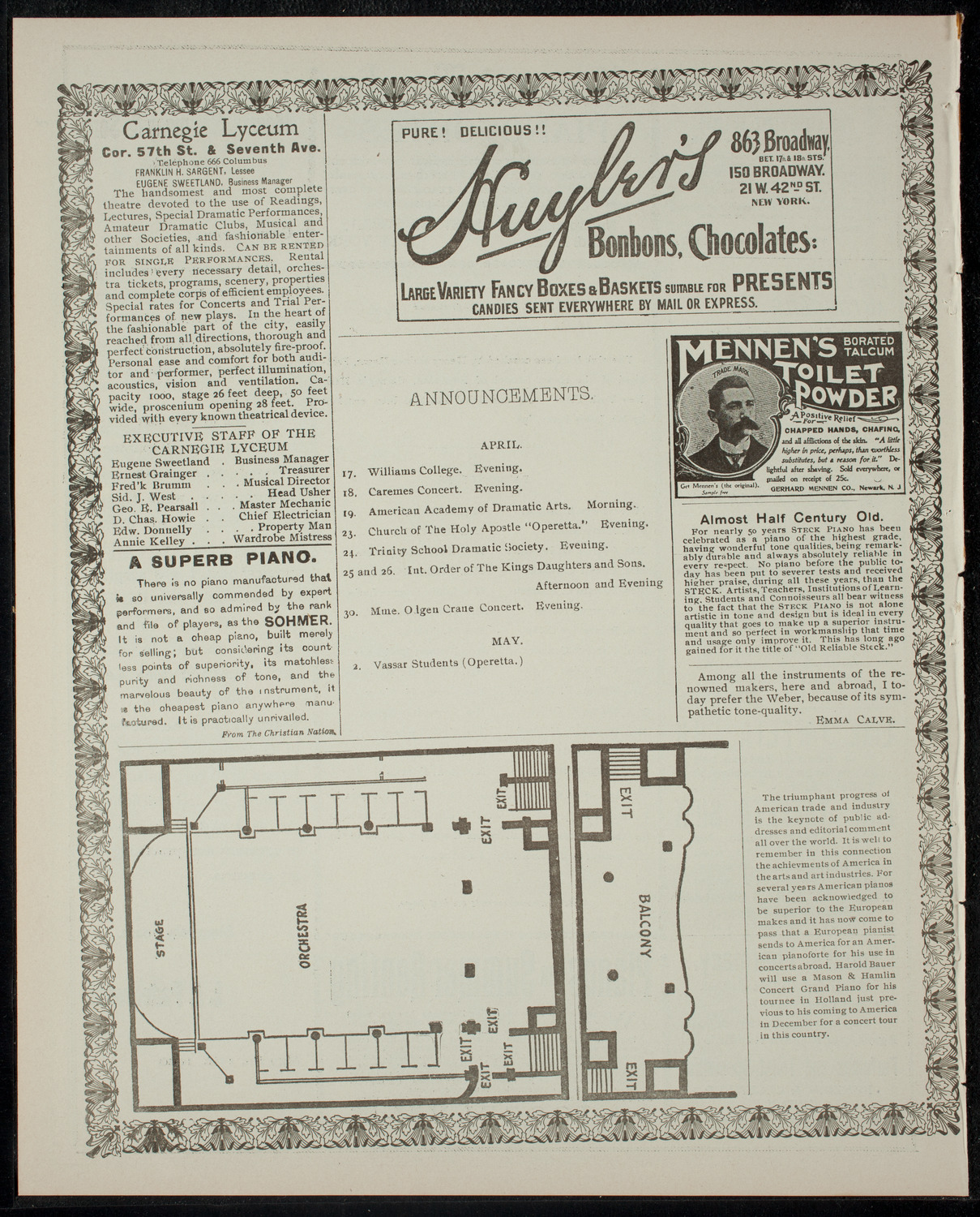 Williams College Dramatic Club "Cap and Bells", April 17, 1902, program page 4