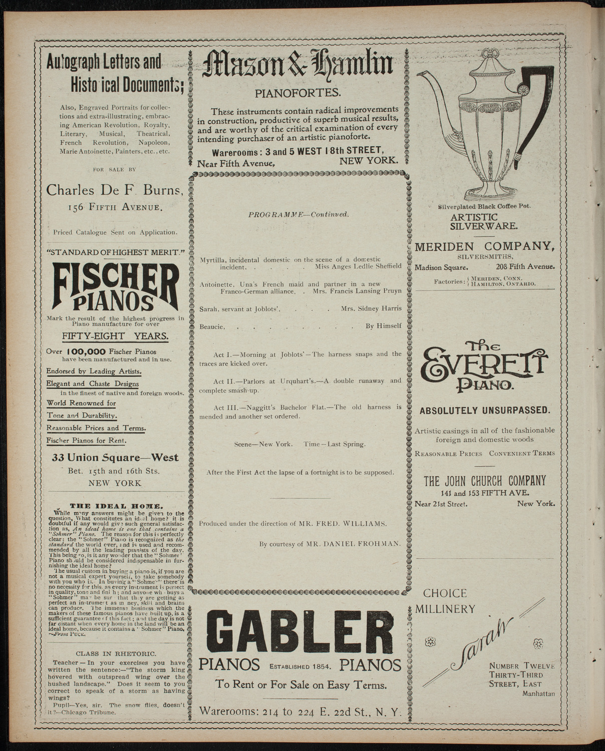 Amateur Comedy Club, December 14, 1898, program page 6