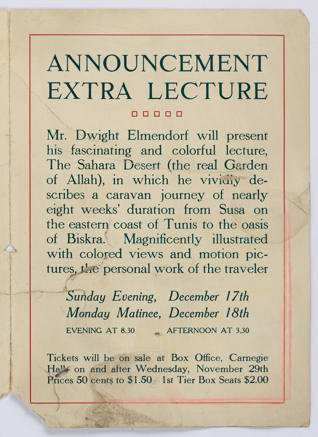 Elmendorf Lecture: The Garden of Allah, December 1911