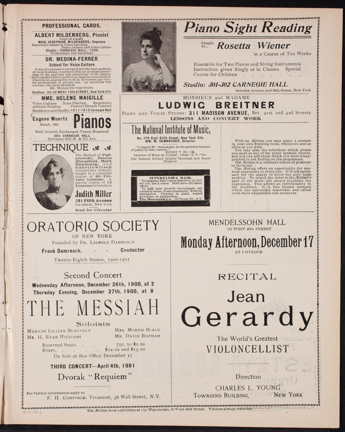 New York Philharmonic, December 7, 1900, program page 3