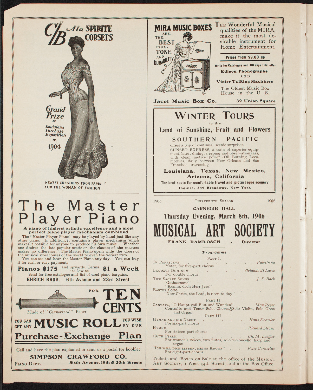 New York Symphony Orchestra, February 4, 1906, program page 8