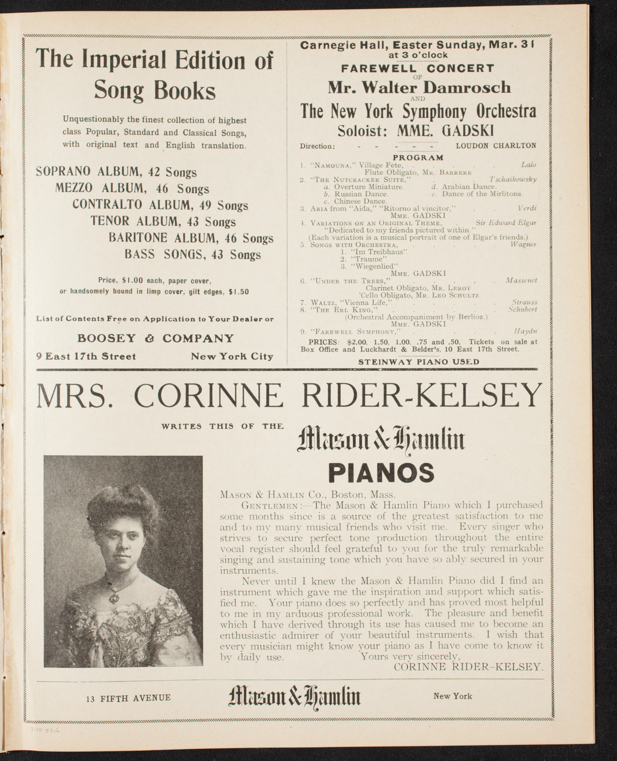 New York Philharmonic, March 15, 1907, program page 11