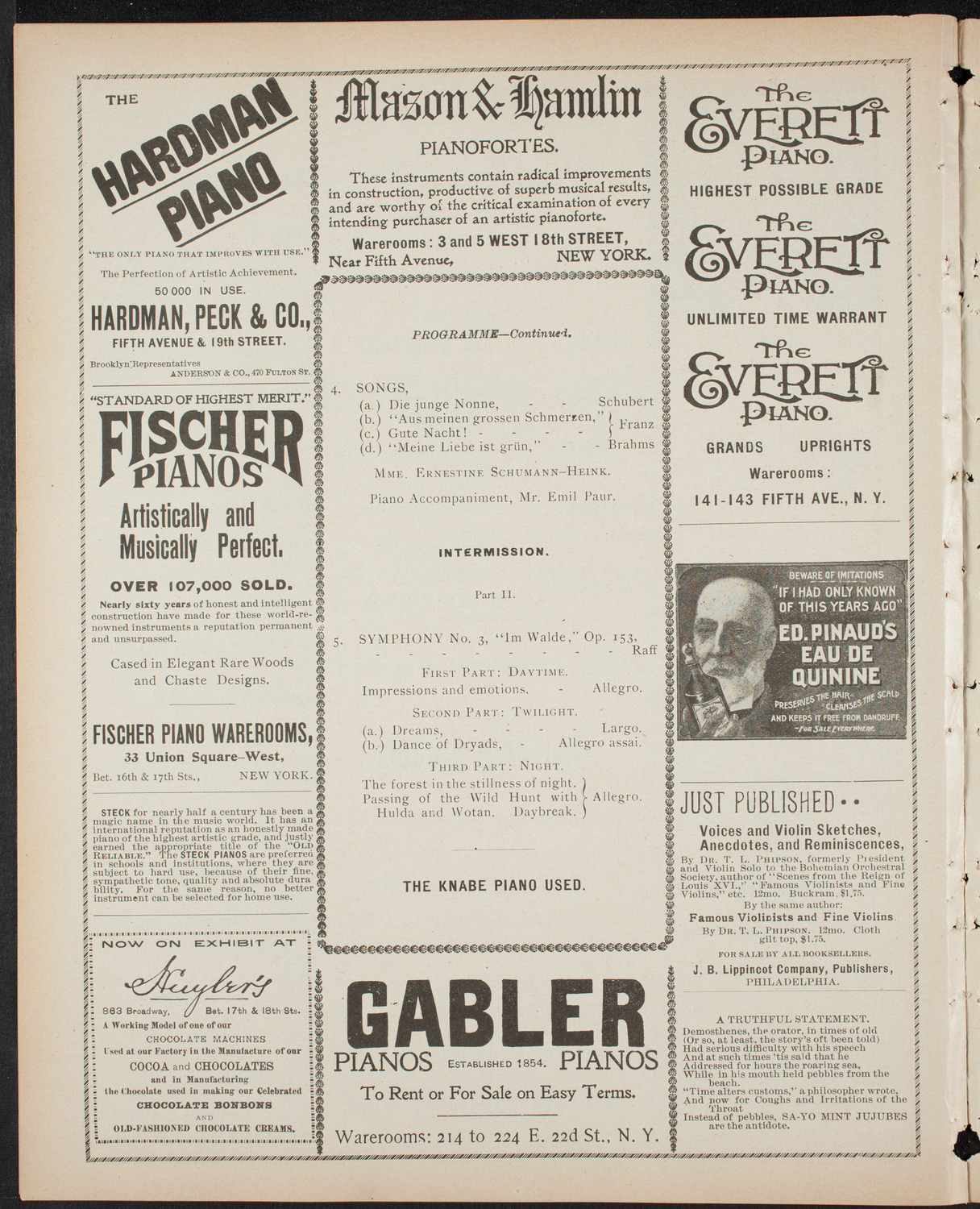 New York Philharmonic, February 25, 1899, program page 6