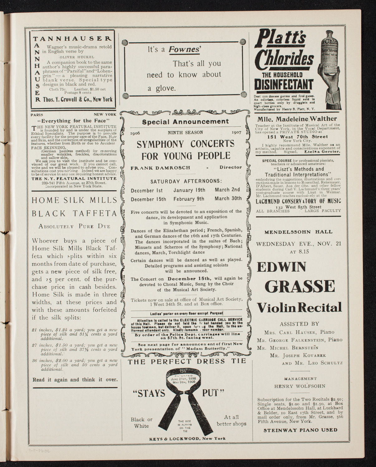 Elmendorf Lecture: Quaint Holland, November 11, 1906, program page 9
