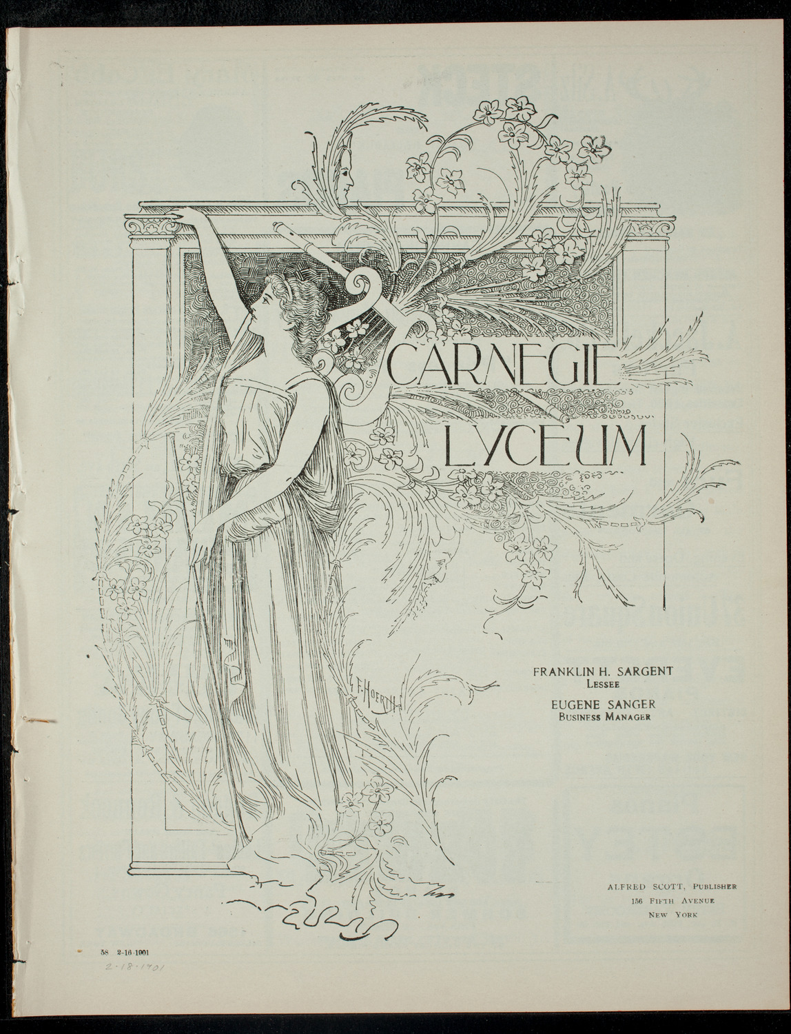 The Columbia University Musical Society, February 18, 1901, program page 1