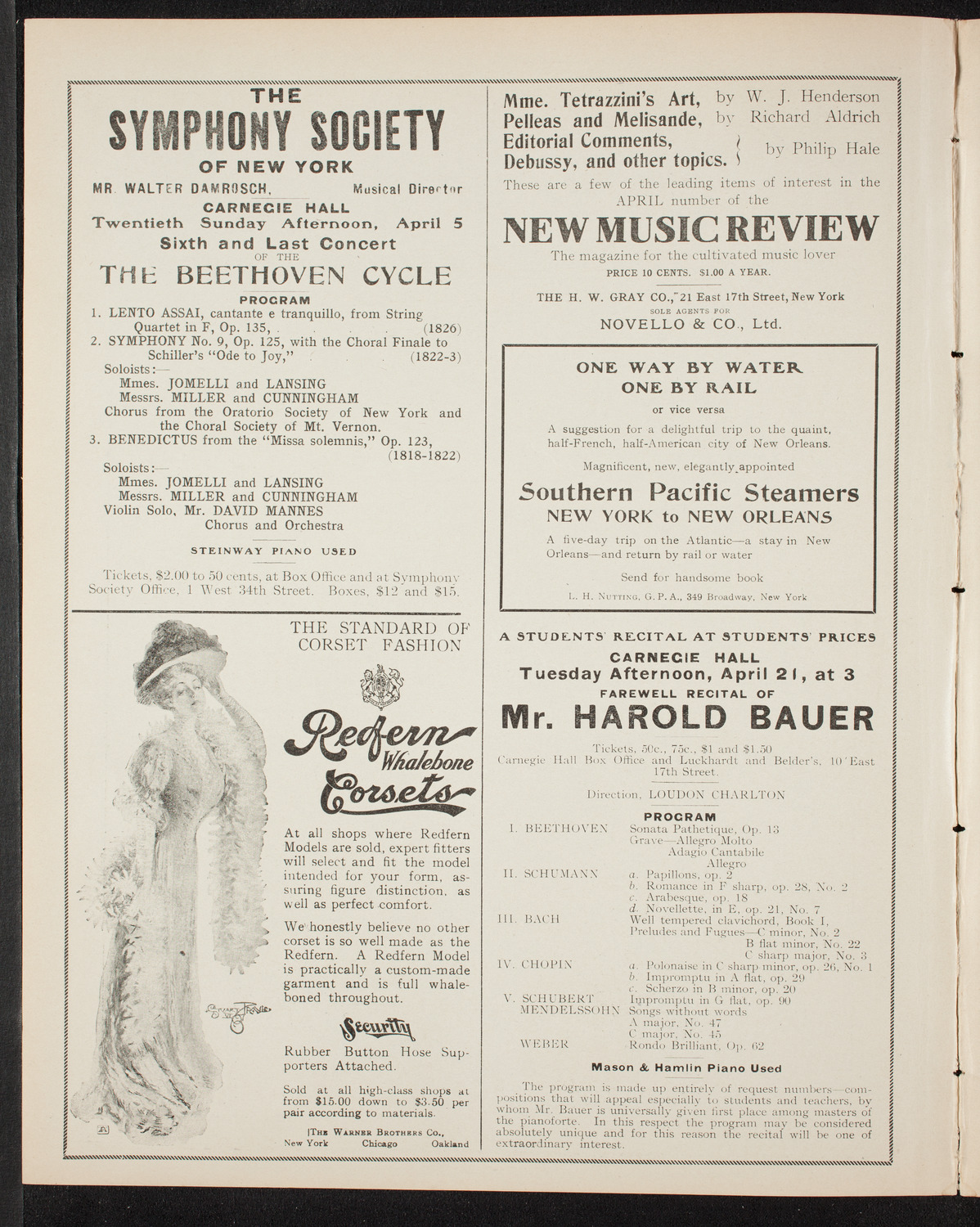 Vladimir de Pachmann, Piano, April 4, 1908, program page 2