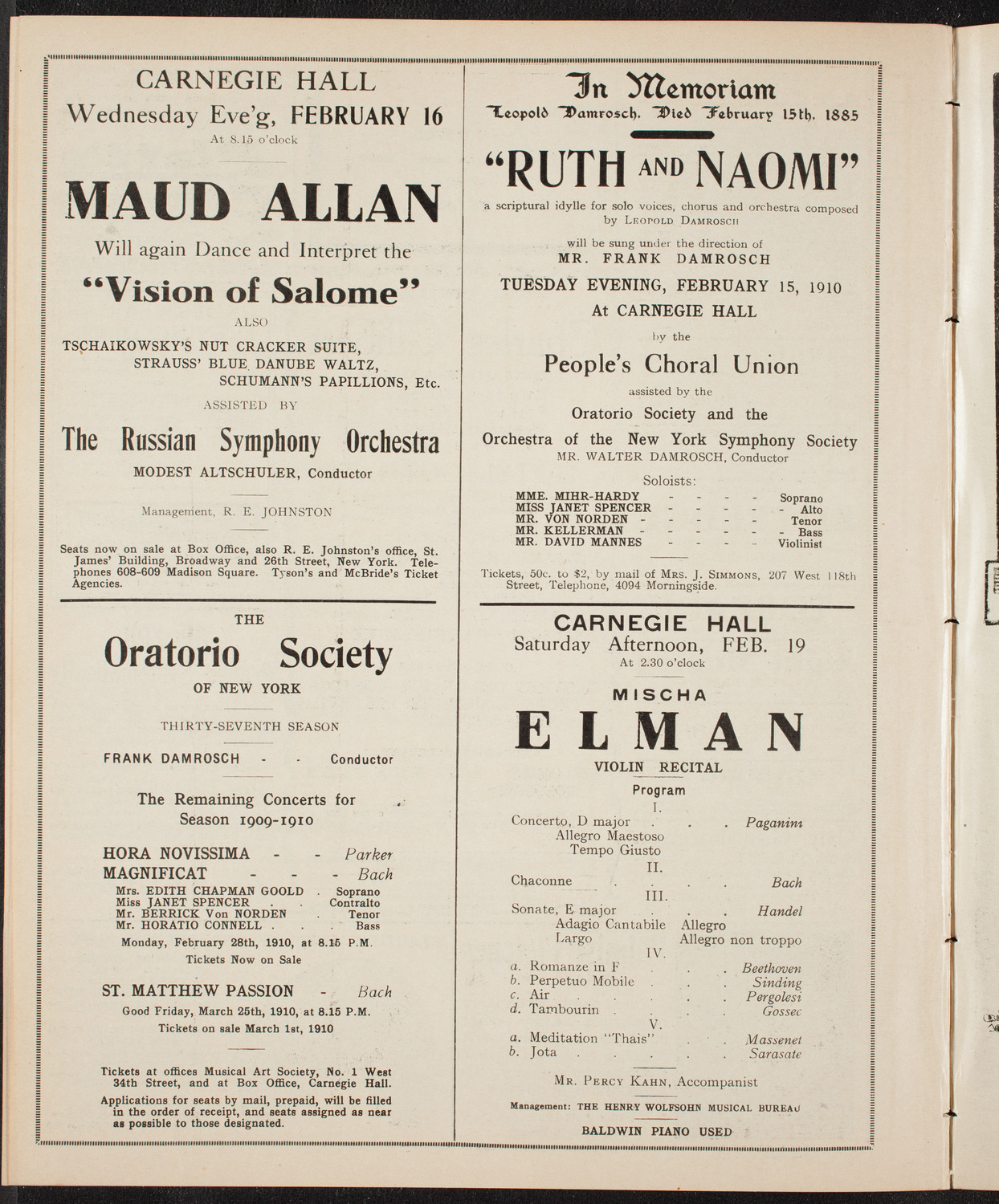 Symphony Concert for Young People, February 12, 1910, program page 10