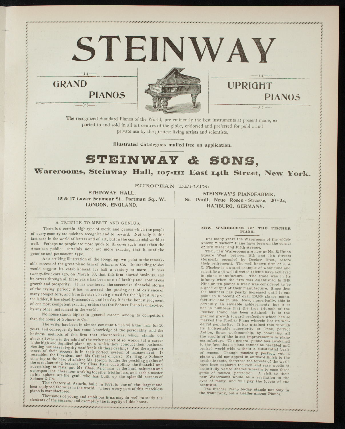 Illustrated Lecture: Evolution of the Earth, April 1, 1897, program page 5