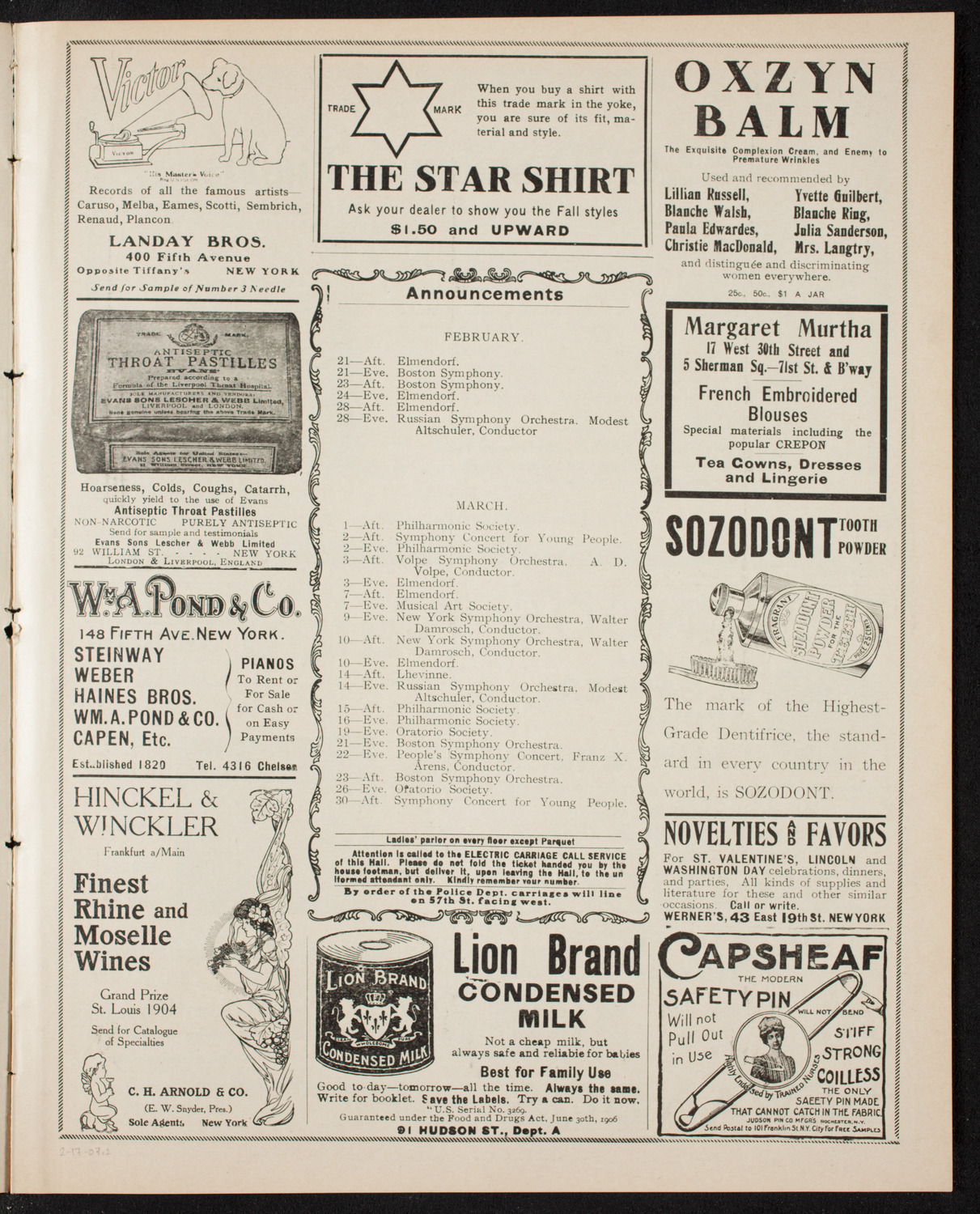 Elmendorf Lecture: England, February 17, 1907, program page 3