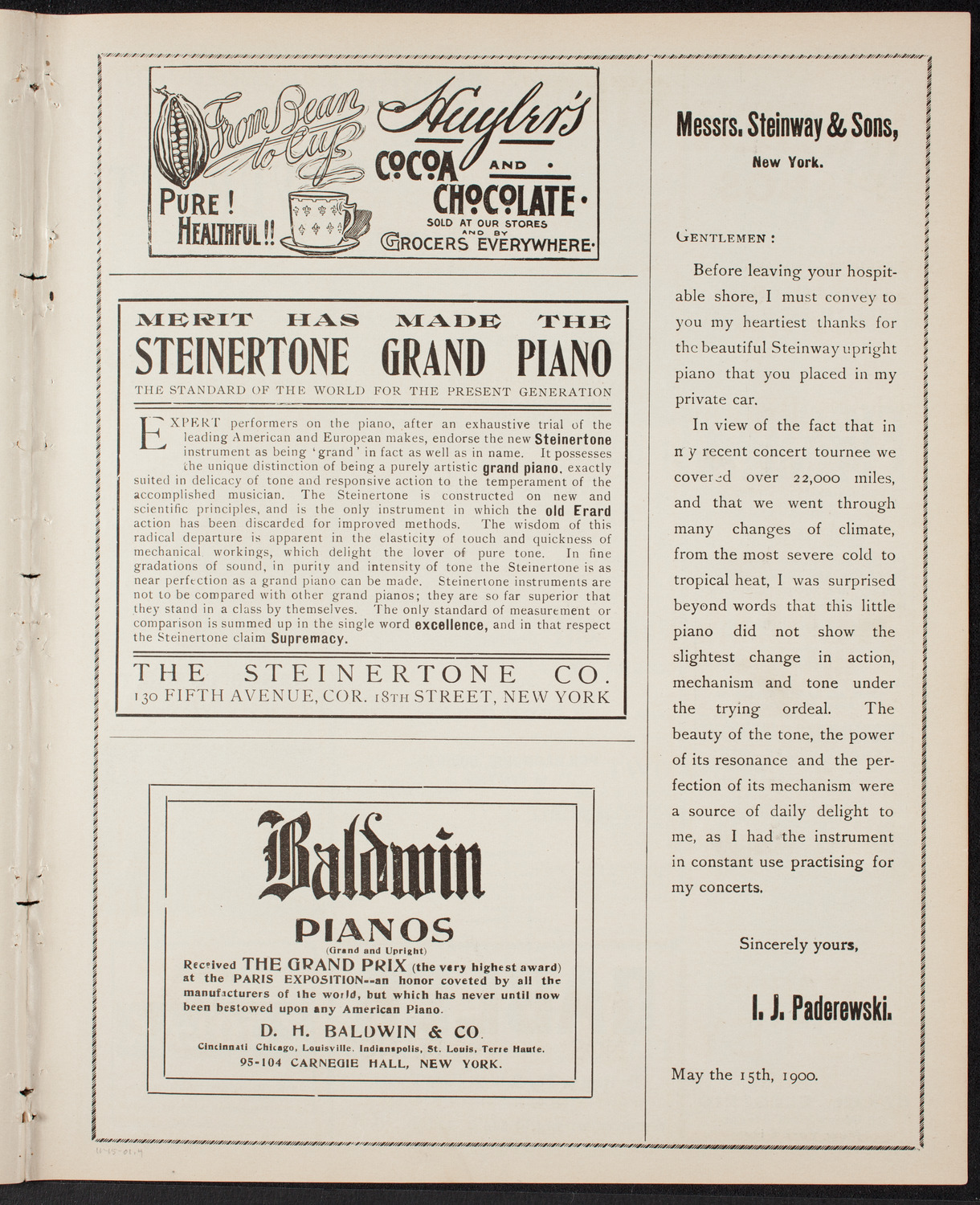 New York Philharmonic, November 15, 1901, program page 7