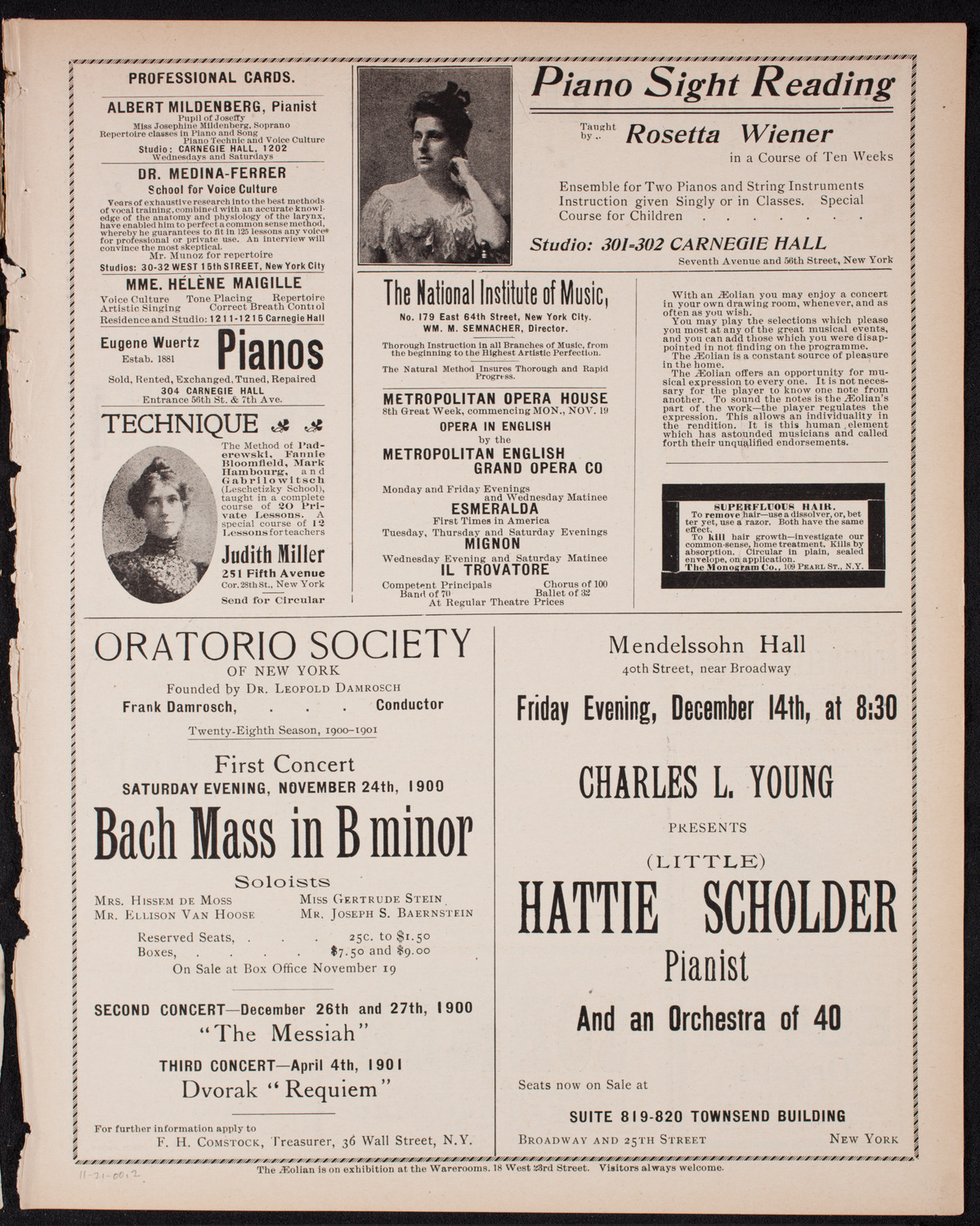 Eduard Strauss and His Vienna Orchestra, November 21, 1900, program page 3