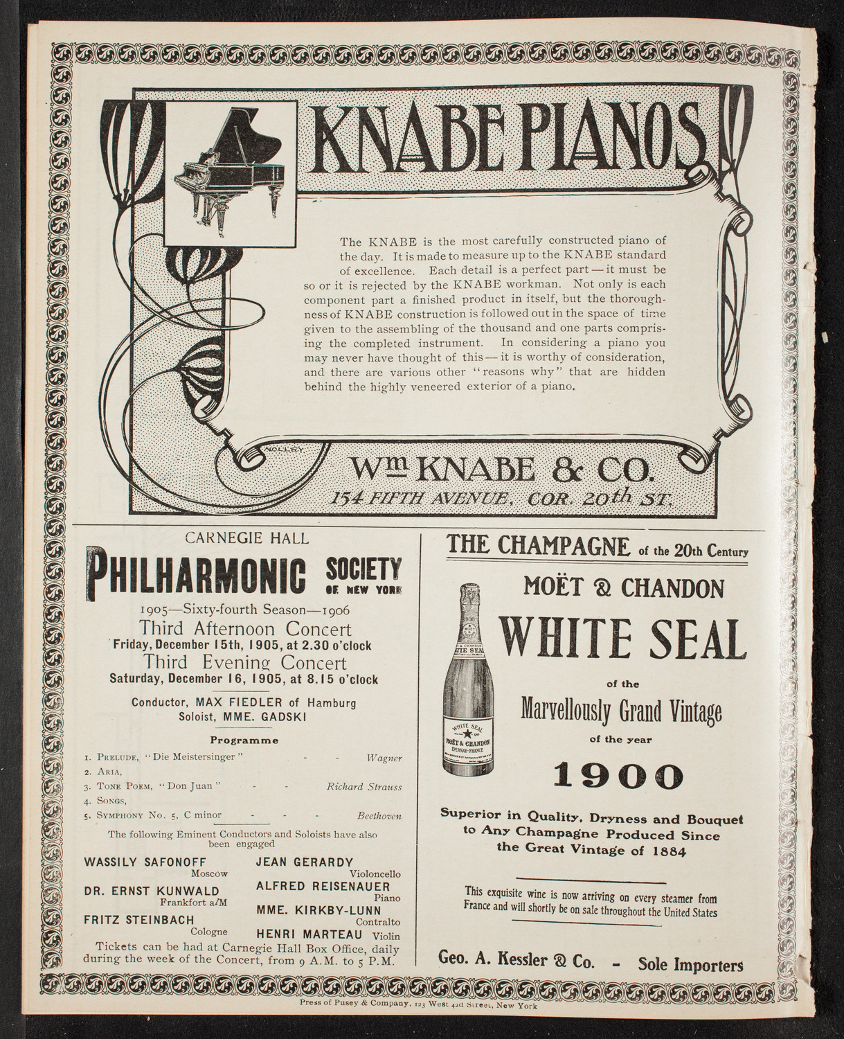 Jan Kubelik, Violin, December 2, 1905, program page 12