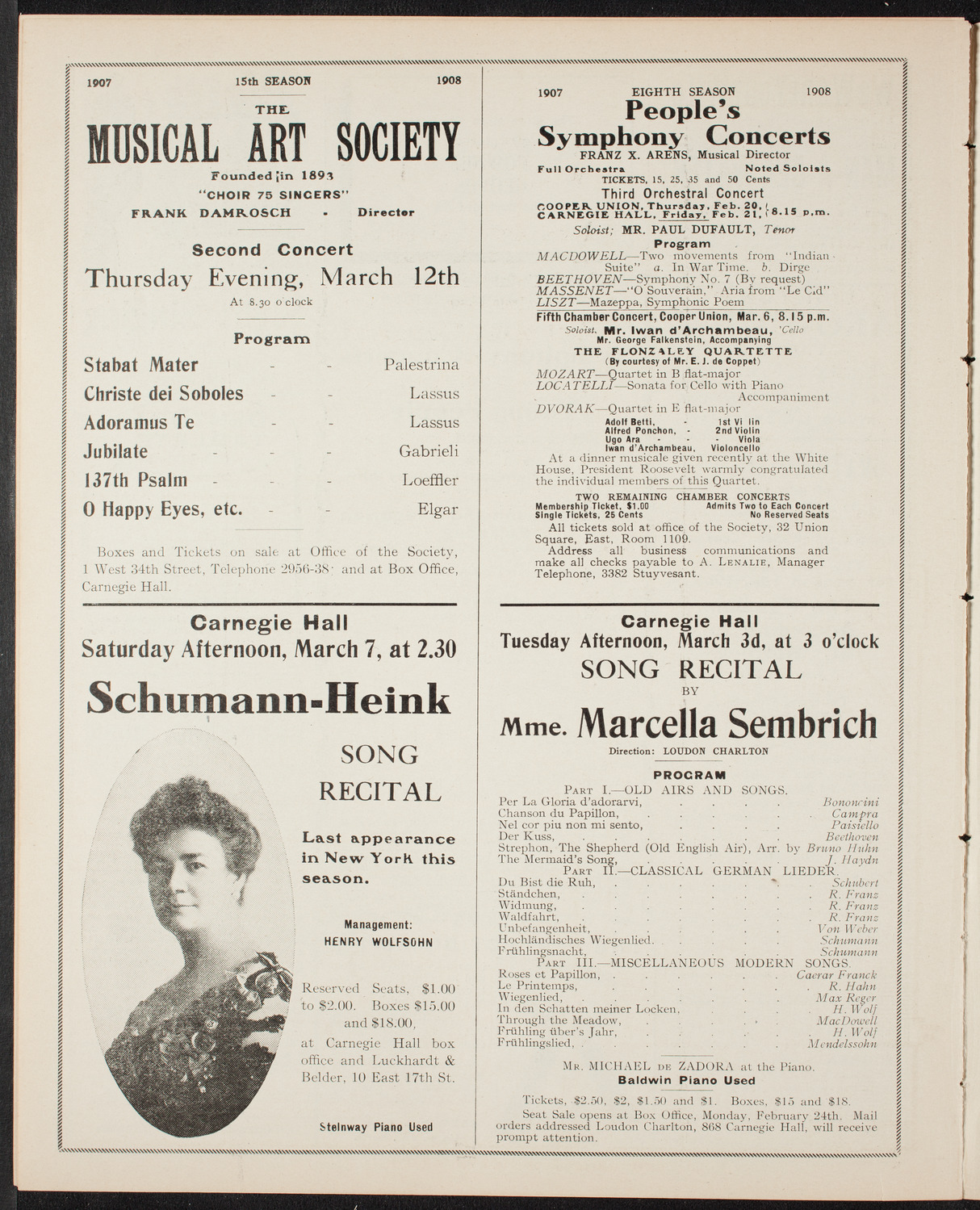 New York Symphony Orchestra, February 16, 1908, program page 10