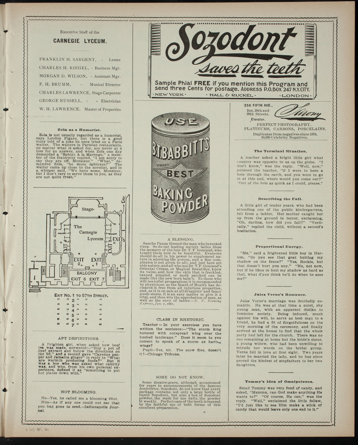 Comparative Literature Society Saturday Morning Conference, March 25, 1899, program page 3