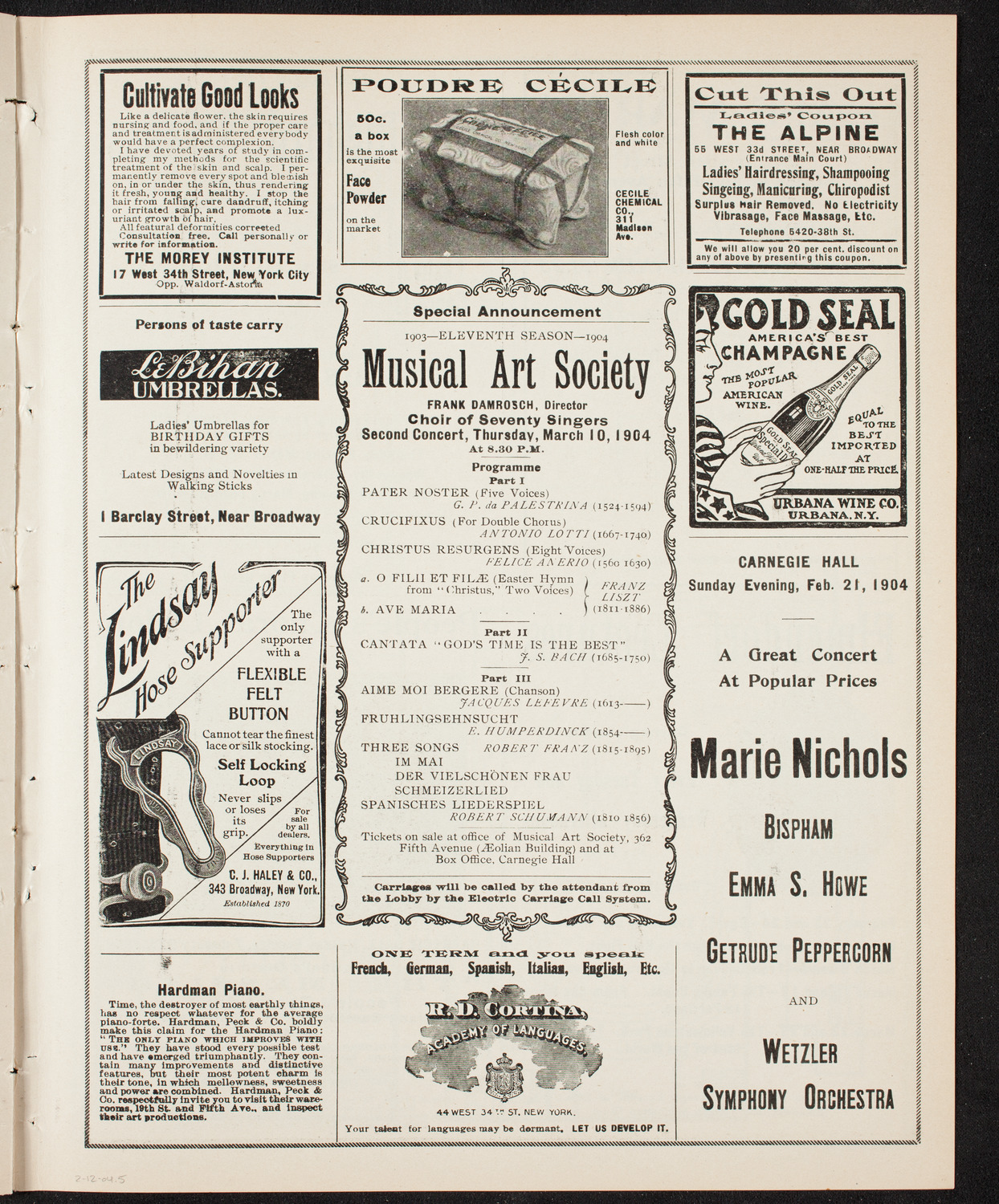 New York Philharmonic, February 12, 1904, program page 9