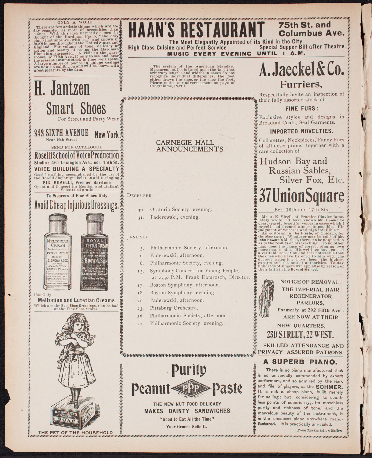 Oratorio Society of New York, December 29, 1899, program page 2