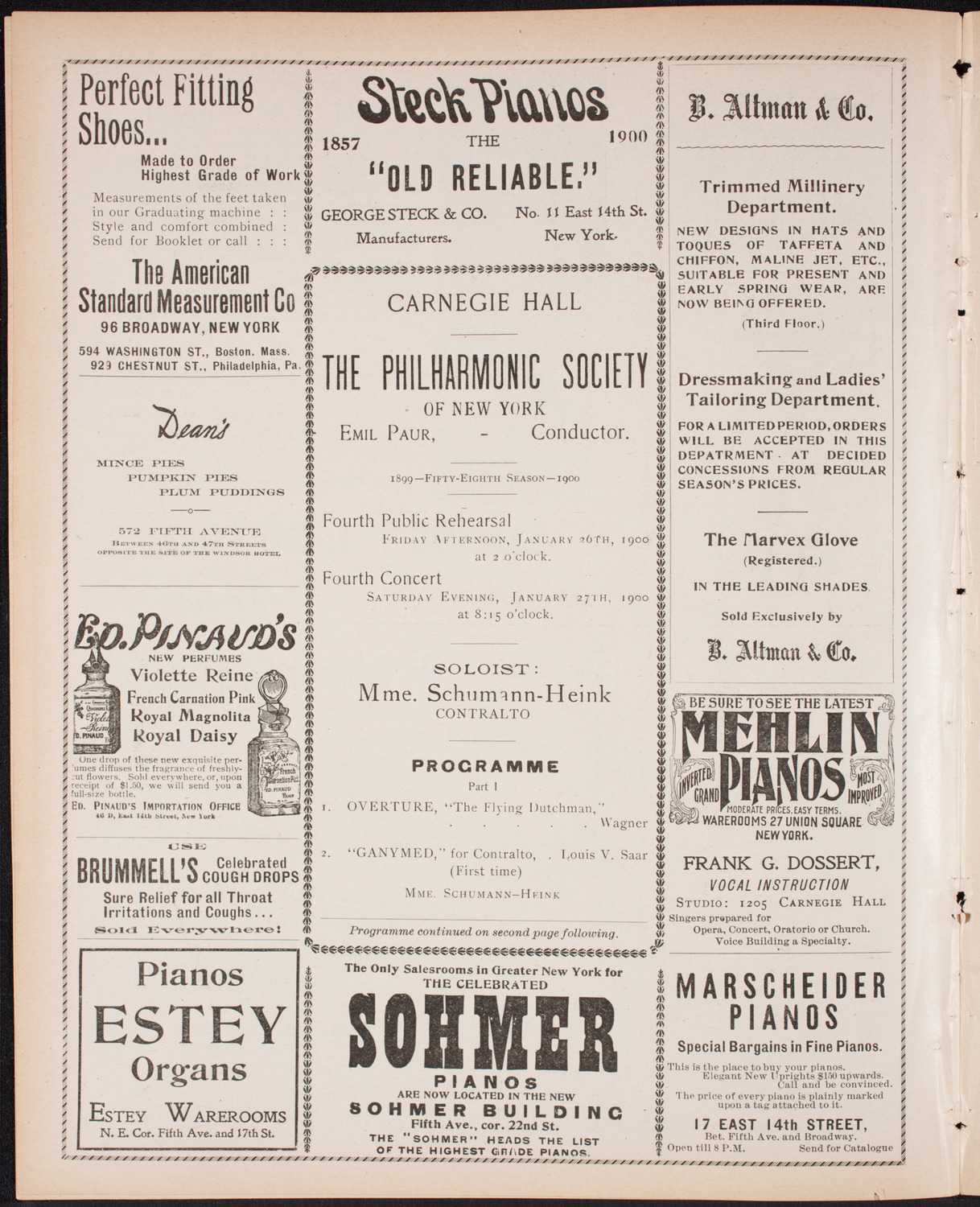 New York Philharmonic, January 26, 1900, program page 4