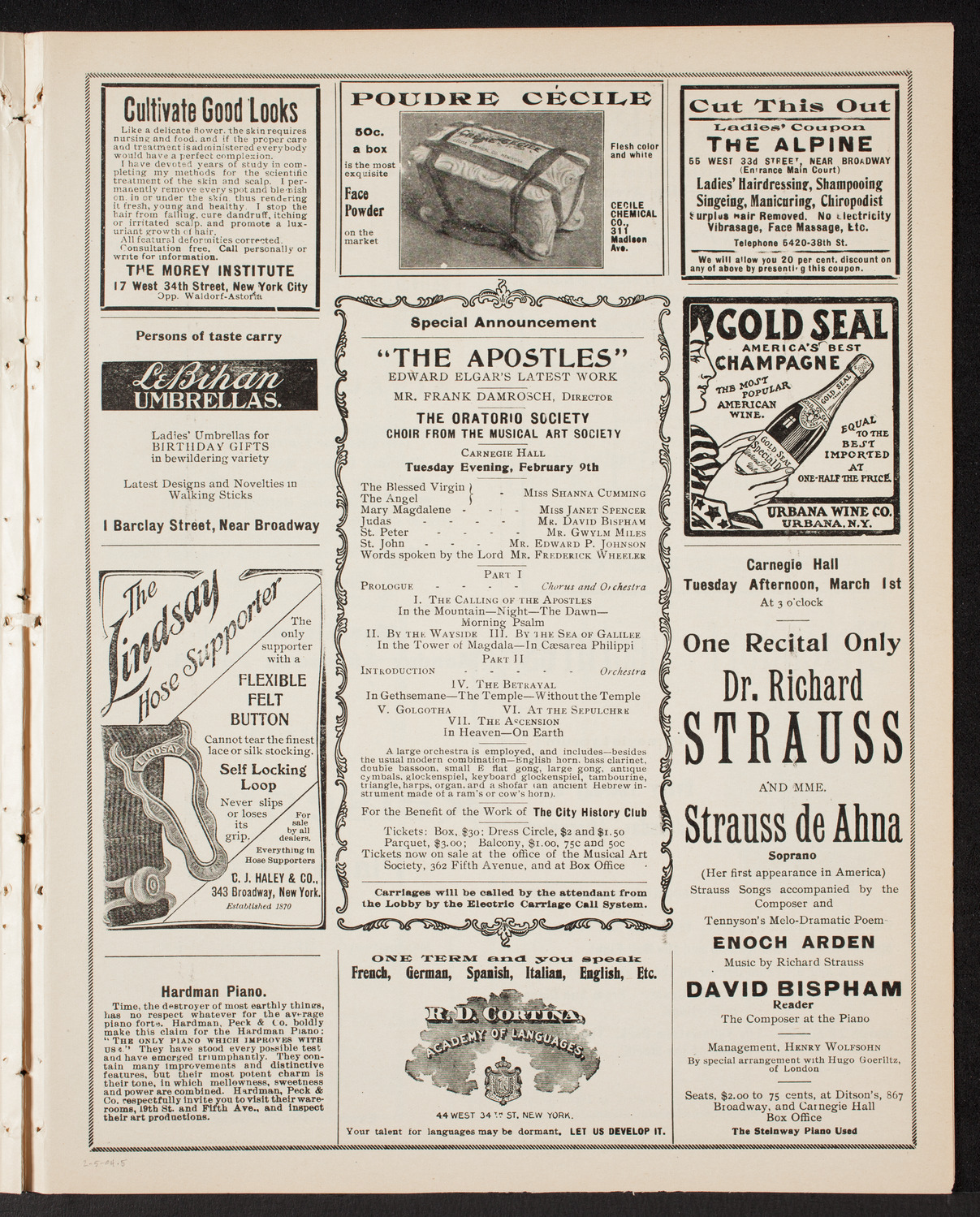 Ernestine Schumann-Heink, Mezzo-Soprano, February 5, 1904, program page 9