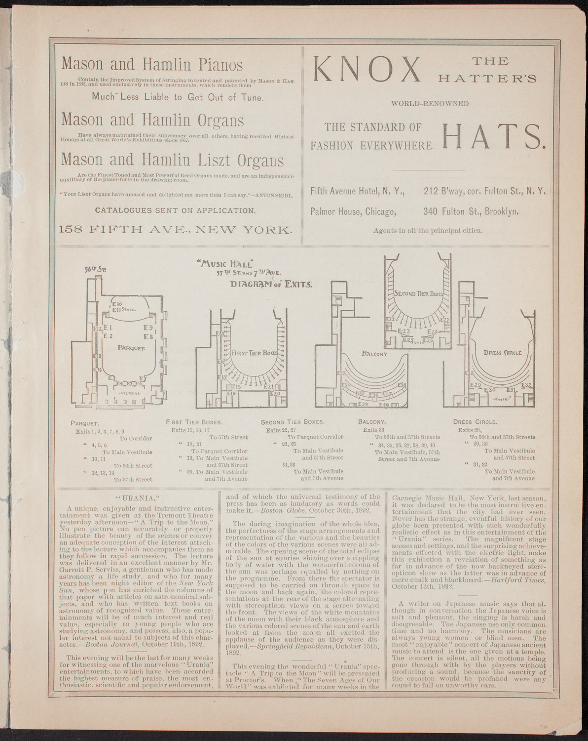 Benefit: Roman Catholic Orphan Asylums, November 17, 1892, program page 3
