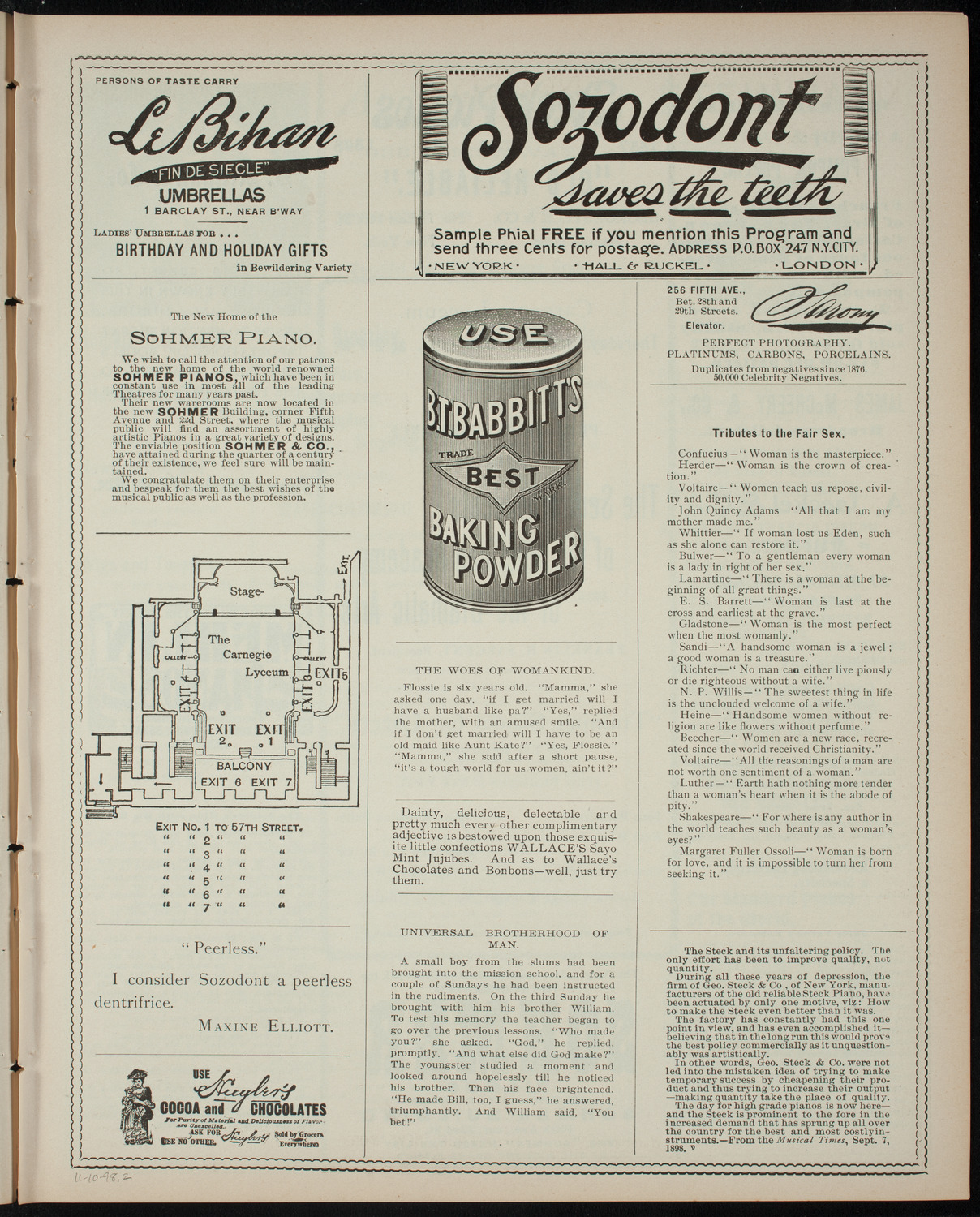 American Academy of Dramatic Arts, November 10, 1898, program page 3