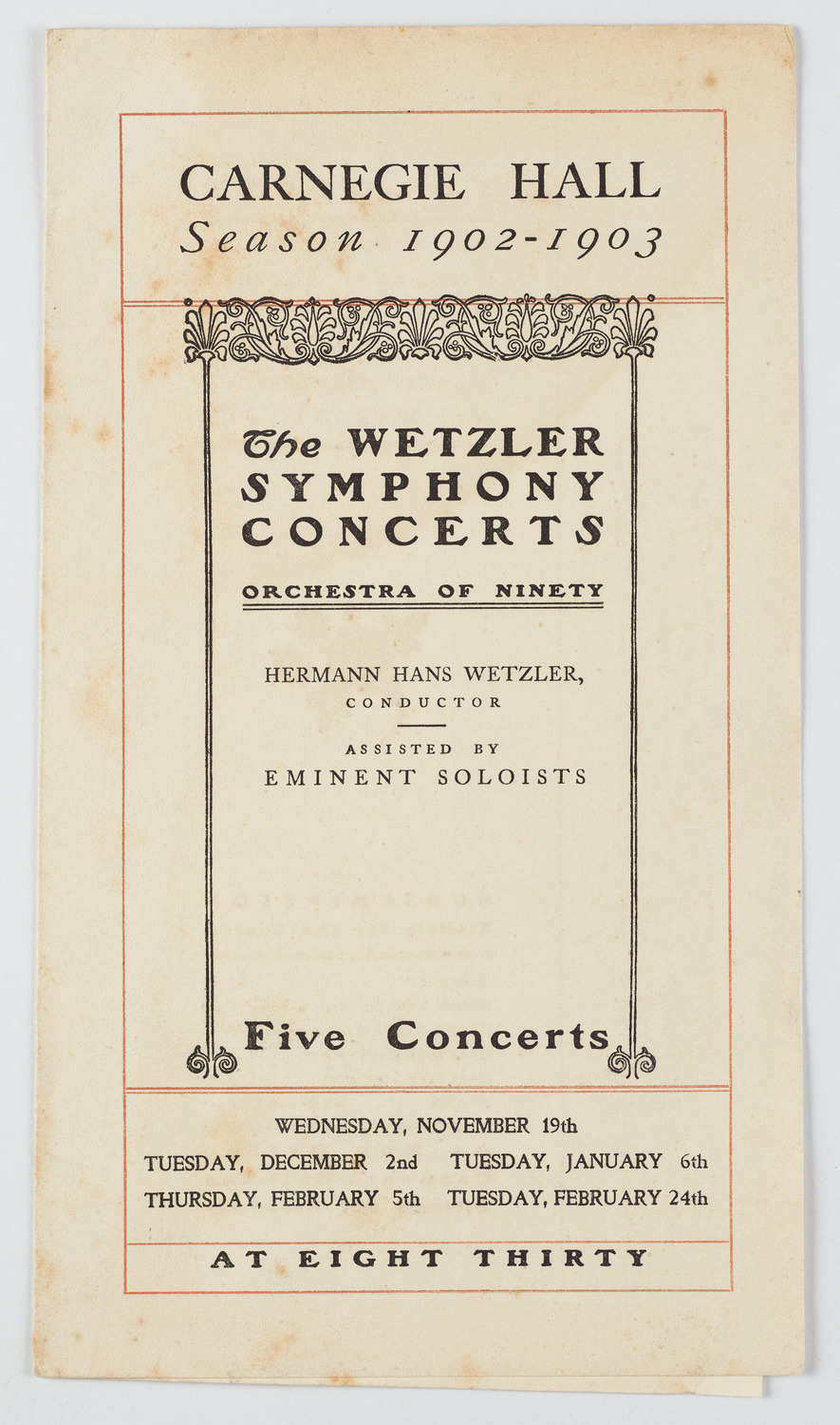 Wetzler Symphony Orchestra, 1902-1903