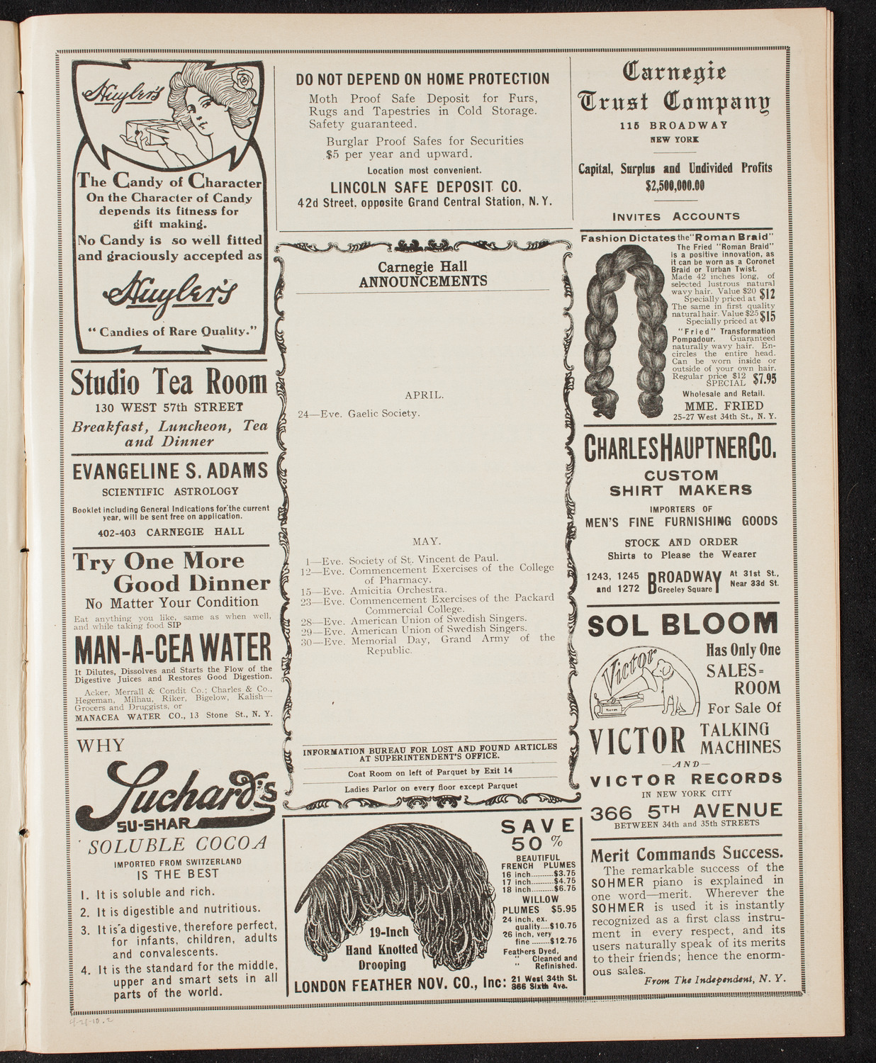 Meeting: The League for Political Education, April 21, 1910, program page 3