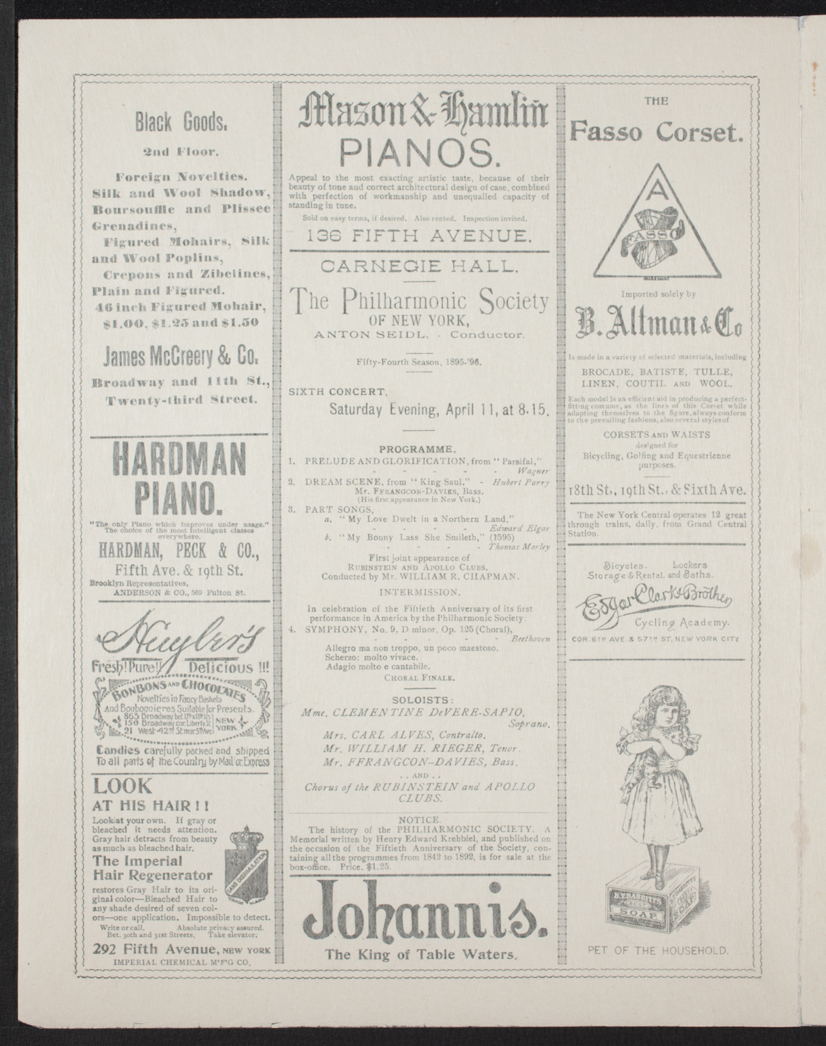 New York Philharmonic, April 11, 1896, program page 2