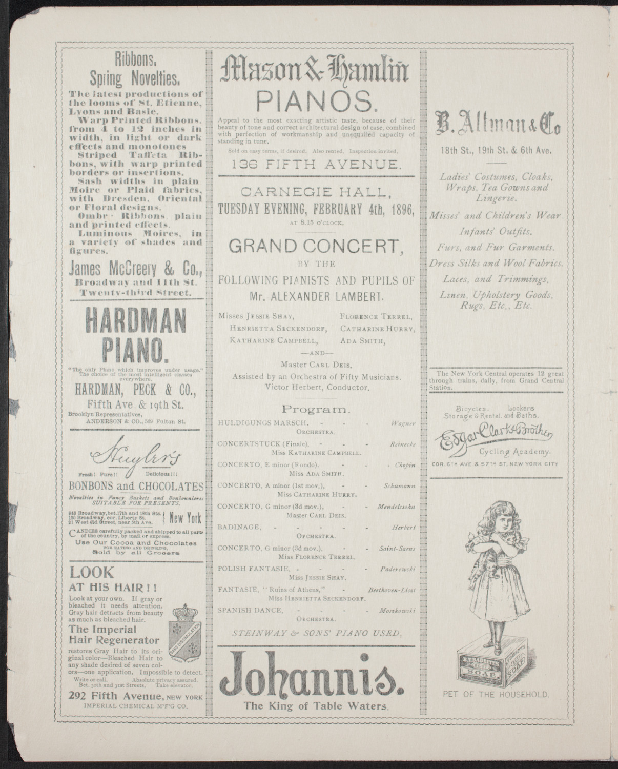 Students of Alexander Lambert, February 4, 1896, program page 2